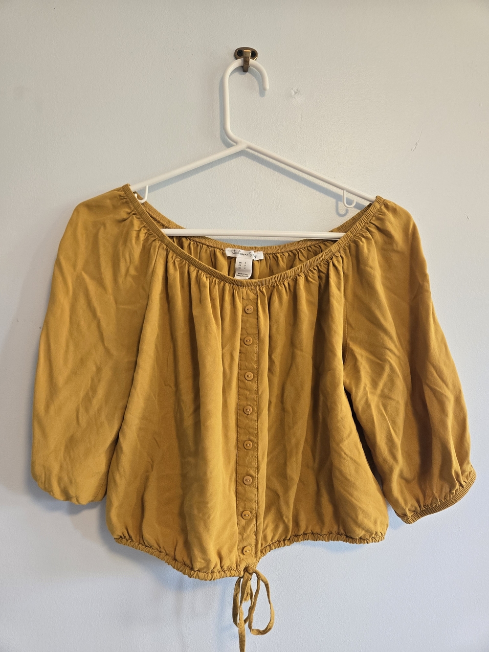 Mustard Button-Front Blouse